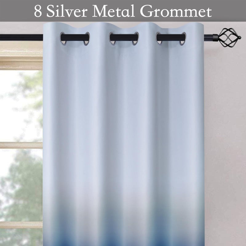 SimpleHome Ombre Room Darkening Curtains for Boys Bedroom, Light Blocking Gradient Grey White to Blue Thermal Insulated Grommet Window Curtains/Drapes for Living Room,2 Panels, 52x84 inches Length - Image 2